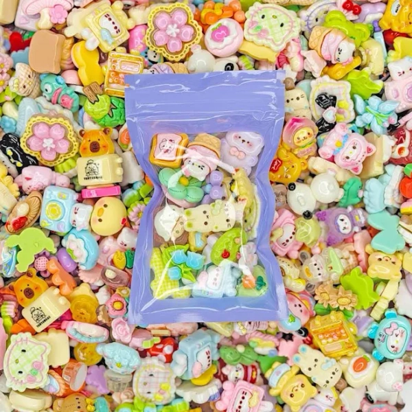 Kawaii Cabochons Grab Bag | Random Flatback Bulk Resin Charms for Decoden & Craft Projects