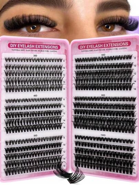Asiteo Asiteo 570pcs D Curl Lash Clusters 30D+40D+50D+60D+80D+100D DIY Eyelash Extension Faux Mink Eyelashes - Premium D Curling Natural Volume Individual Lash Clusters - Reusable, Lightweight, And Easy To Apply Lash Clusters, Eyelash Clusters, Individual Eyelashes, Fake Lashes