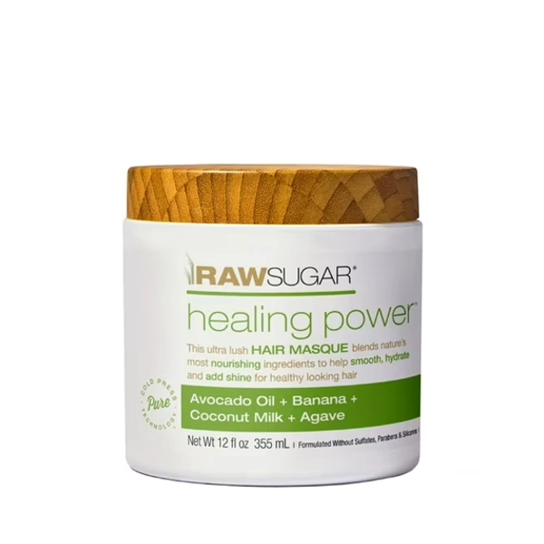 Raw Sugar Healing Power Hair Masque - Avocado Oil + Banana + Coconut Milk + Agave, 12 fl oz