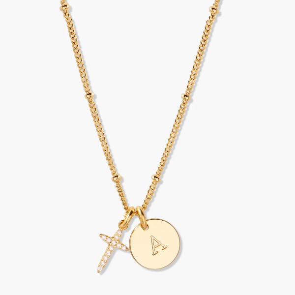 Josephine Initial Cross Pendant
