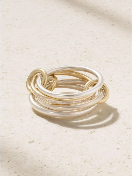 Buy SPINELLI KILCOLLIN Gold Plated Baguette Moissanite Eternity Band Multi Ring, Three Plain Silver Ring Online in India - Etsy