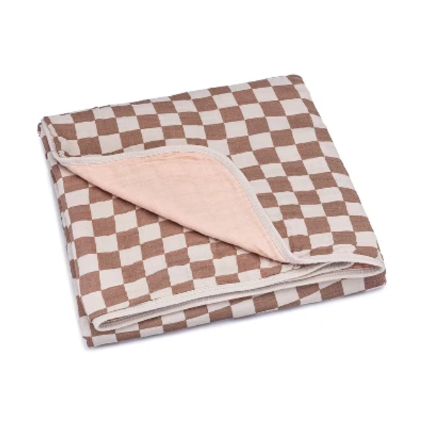 Parker Baby Co. Cotton Muslin Blanket - Rosewood Checker