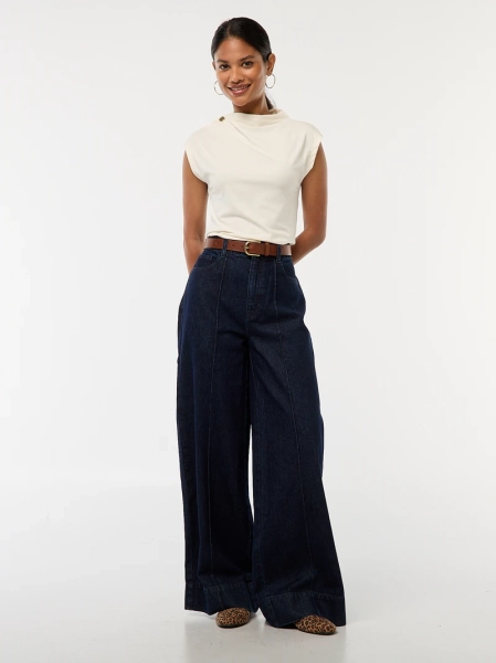 Jean coupe wide leg à 5 poches - Bleu - Femme - 25.00€ - Kiabi