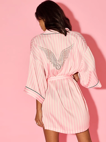 Victoria's Secret Backstage korte glinsterende satijnen ochtendjas