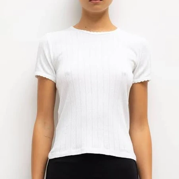 LESET Women's Pointelle Slim Fit Tee