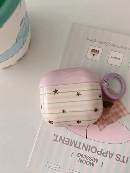 Purple Striped Star Pattern AirPod Case (1/2 generation)
