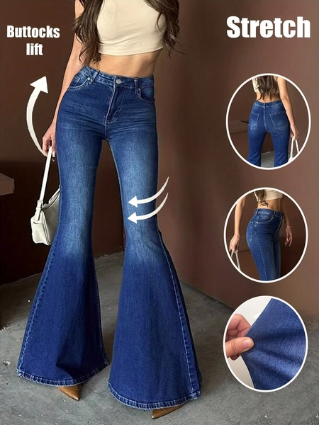 Women's High Waist Flare Jeans, Vintage Elegant Sexy, 2026 Spring/Summer Collection, New Year & Valentine's Day Edition