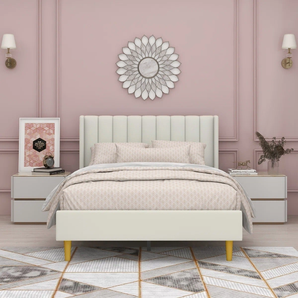 Wade Logan® Eriksay Low Profile Upholstered Platform Bed with Wingback Headboard & Reviews | Wayfair