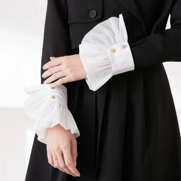 Women's Elegant Ruffle Cuff Sleeves with Golden Buttons