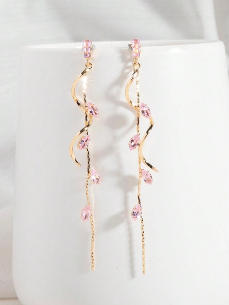 1 Paio di eleganti e lussuosi orecchini pendenti con nappine a forma di foglia, stella e goccia d'acqua, adatti per l'uso quotidiano delle donne, matrimoni, eventi formali, disponibili in bianco, nero, rosa, verde, blu, multicolore, stile lungo