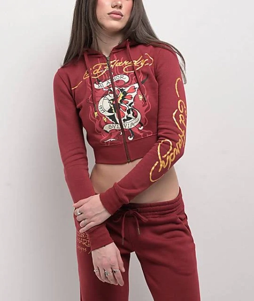 Ed Hardy Women's Amor Butterfly Cropped Hoodie