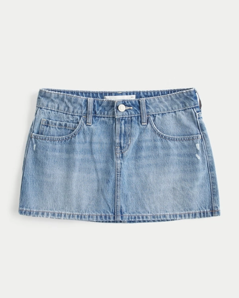 Low-Rise Denim Mini Skort