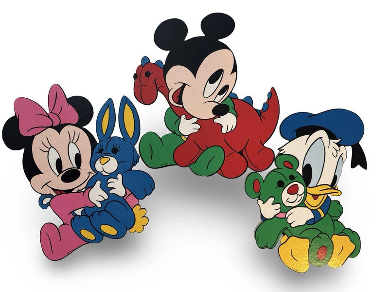 Vintage Disney Nursery Wall Decor Minnie Mickey Mouse Donald Pressboard 1980’s 3