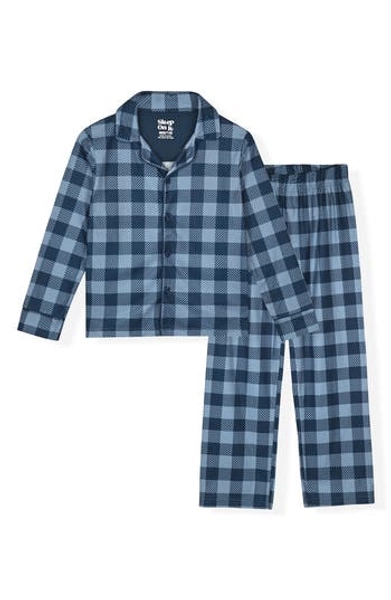 SLEEP ON IT Kids' Plaid Check Long Sleeve Pajamas in Blue at Nordstrom Rack, Size 2T