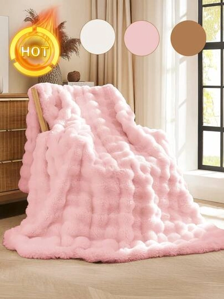 1pc Solid Colour Plush Blanket, Multi-Color Options, Christmas Decorations, Soft Warm Faux Fur Luxury Style Throw For Multi-Purpose Use In Living Room, Bedroom And Sofa, Fluffy Long Plush Blanket, Soft And Comfortable Couches Blankets, Autumn Decor, Room Decor, Back To School Season, School Supplies, Meticulous Festival Gifts