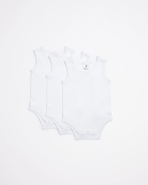 3 Pack Baby Organic Cotton Sleeveless Bodysuits