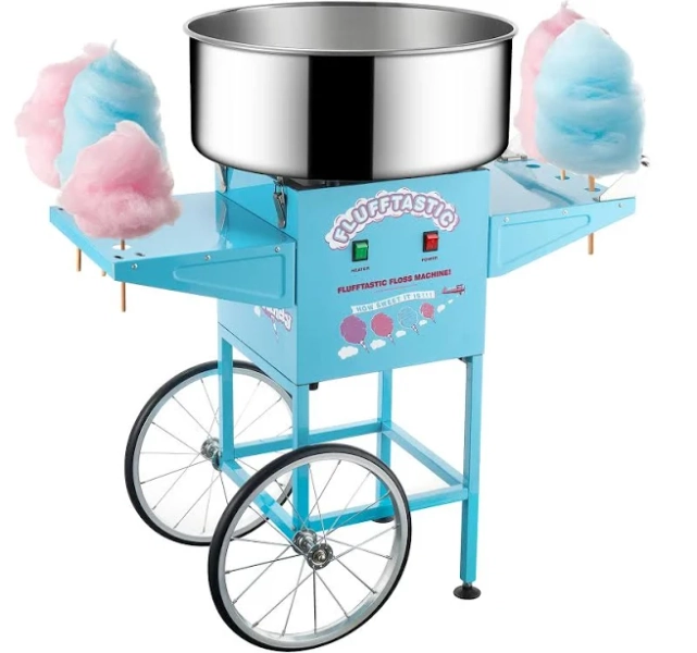 Great Northern Popcorn Blie Floor Cotton Candy Machine and Cart