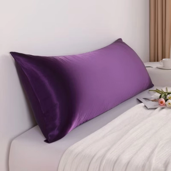 Satin Body Pillowcase for Hair and Skin, Luxurious and Silky Pillow case with Envelope Closure, 20x54 Inches, Eggplant Purple - NTBAY