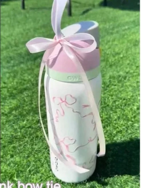 Engraved Pink Bow Tie Owala 32 Oz Water Bottle