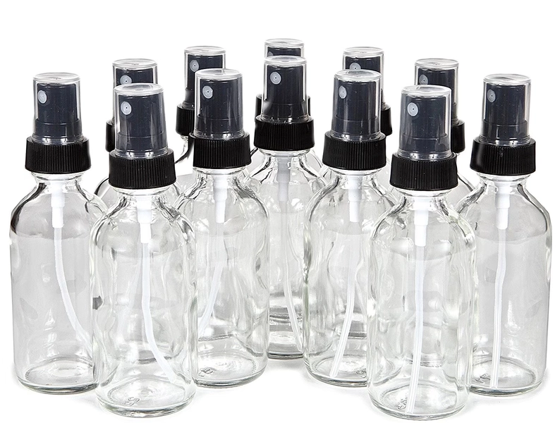 Vivaplex, 12, Clear 2 oz Glass Bottles, With Black Fine Mist Sprayers - Walmart.com