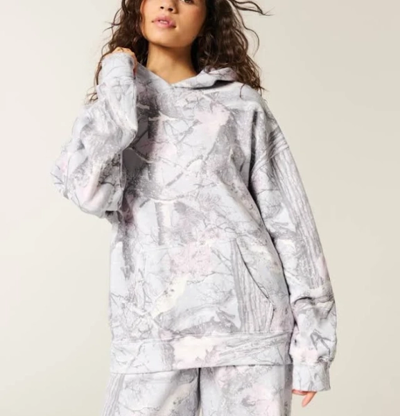 Hollister Women's Oversized Camo Hoodie