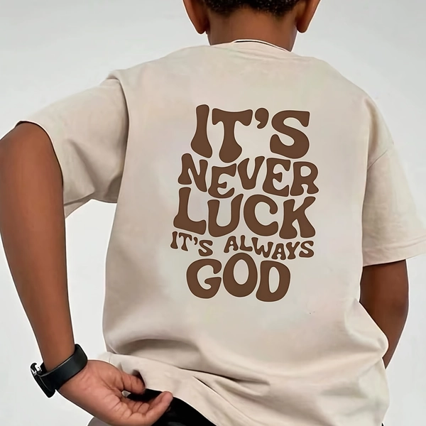 Front And Back Double Print 'S Teenager It'S Never Luck It'S Always God Letter Print Creative Casual Versatile Trendy T-Shirt