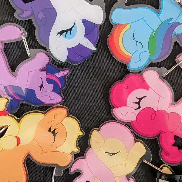 MLP Acrylic Carabiner Keychain Holders – Mane Six (4" with Hooks)