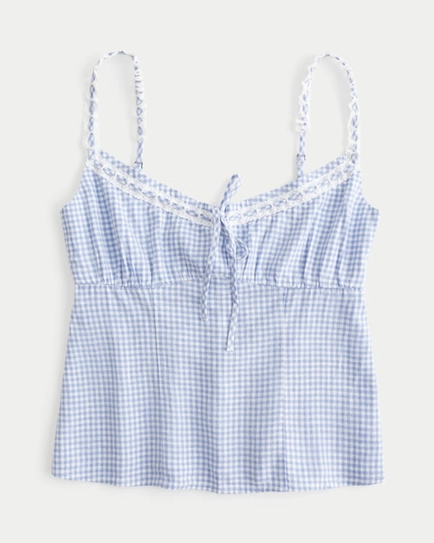 Linen-Blend Tie Front Cami