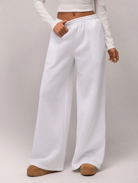 Forever 21 Autumn/Winter New Casual Thick Thermal Lined Loose High Waist Elastic Waistband Wide Leg Sweatpants