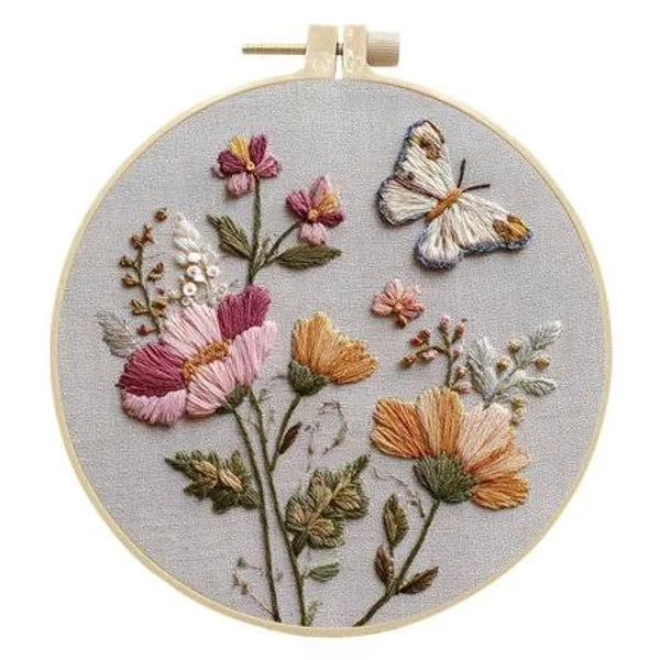 Beginner Embroidery Kit for Adults, Complete DIY Hand Sewing Set with 15cm Printed Fabric, Threads & Needles, Relaxing Craft Hobby, Size: 15 cm