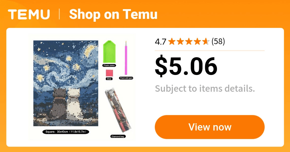 handmade diamond painting two cats starry sky suitable - Temu