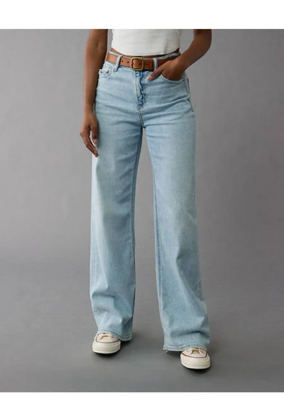 AE Dreamy Drape Stretch Super High-Waisted Baggy Wide-Leg Jean