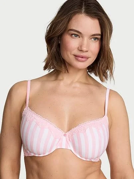 Victoria's Secret Women's Cotton Lace-Trim Unlined Demi Bra