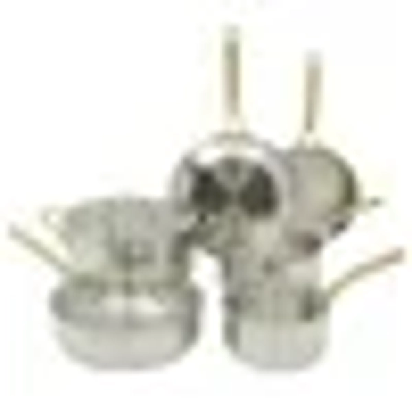 Martha Stewart Midvale 10-Piece Stainless Steel Pots and Pans Cookware Set with Gold Handles