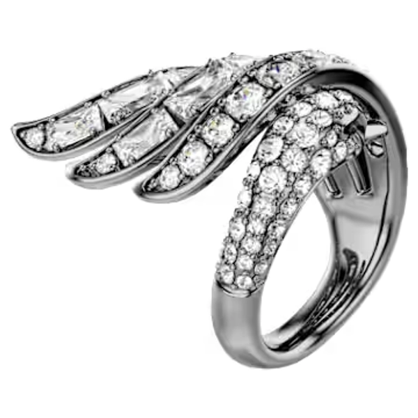 Bague The Vienna Collection, Cygne, Blanche, Métal plaqué ruthénium
