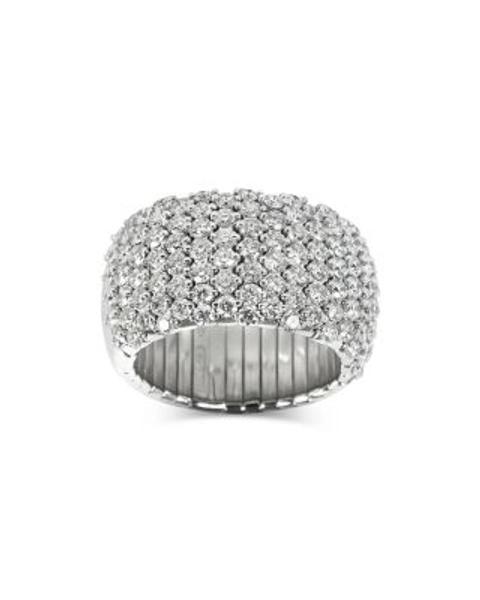 18K White Gold Diamond Domed Wide Stretch Ring