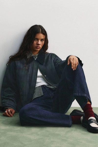 Waxed corduroy collar jacket