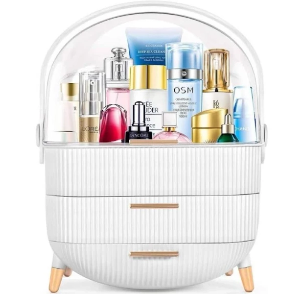 Makeup Organizers Storage Vanity Cosmetics Skincare Display Cases Large Capacity White