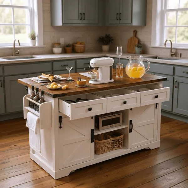 Homy Casa Farmhouse Kitchen Island