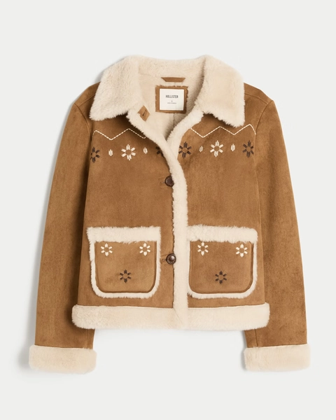 embroidered brown jacket