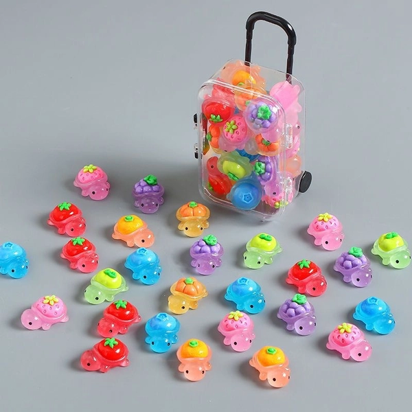 20pcs Turtle + 1pc Suitcase, Mini Luggage Glow Fruit Turtle Resin Ornament, Box Decoration Ornament, Handmade Jewelry Ornament, Home Entrance, TV Cabinet, Living Room, Bar, Coffee Shop, Micro Landscape, Company Front Desk Office Desktop Decoration Small Ornament, Thanksgiving, Halloween, Christmas, Collectible Figurines, for Christmas, Halloween Decorations, Fall Home Decor Collectible Figurines