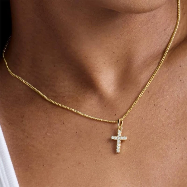 18k Gold Waterproof Cross Necklace