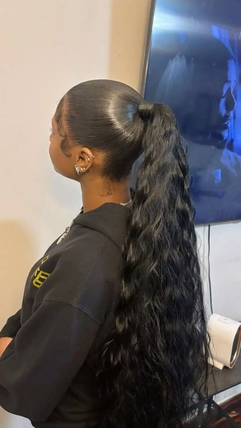 mid ponytail | Hair styles, Sleek ponytail hairstyles, Weave ponytail hairstyles