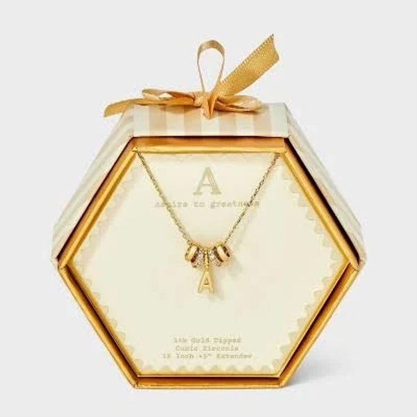 Target 14K Gold Dipped Cubic Zirconia Rondelle Initial Necklace