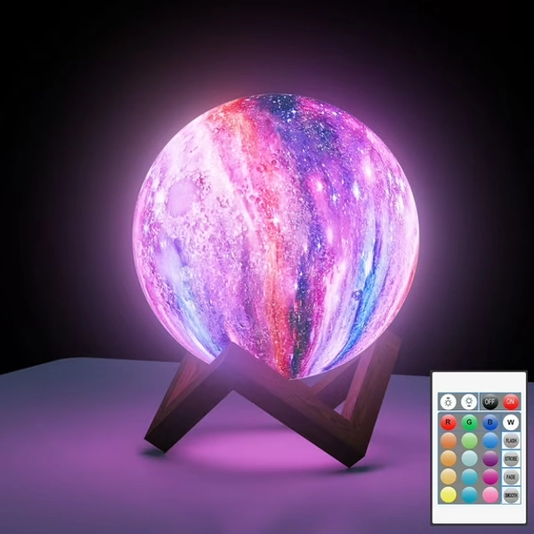 DAYBETTER 4.8Inch Galaxy Moonlight Night Light for Adults Kids, 16Colors/3D Printing Moon Lamp Night Lamp for Kids Bedroom Decor