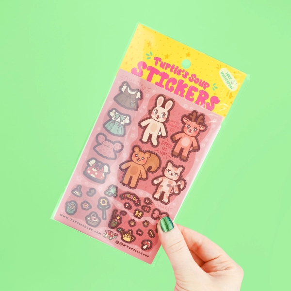 Cottagecore Animal Dress-Up Sticker Sheet: Kawaii Planner Stickers