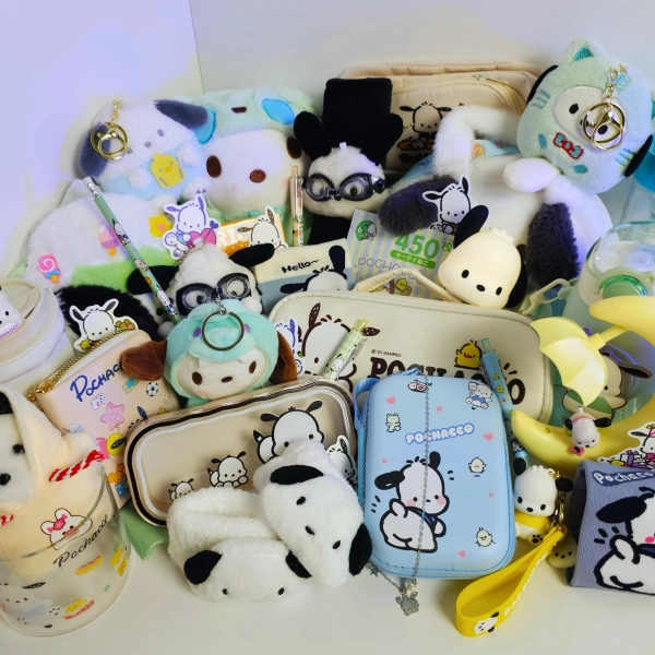 Pochacco Mystery Gift Box, Adorable Personalized Surprise Set, Premium Basket Cute Kawaii Plushies, Stationery, School Supplies Accessories