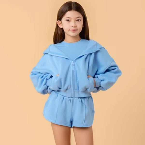 Blogilates Girls' Mommy & Me Marshmallow Hoodie - Medium Blue XL