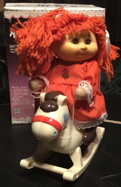 Vintage 1980s Baby Rock-A-Bye Doll with Battery Operated Rocking Horse