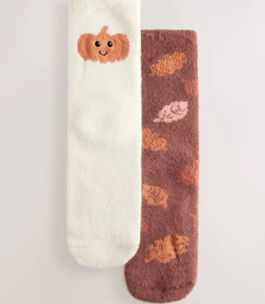 Womens Next Autumal/Pumpkin Cosy Ankle Socks 2 Pack